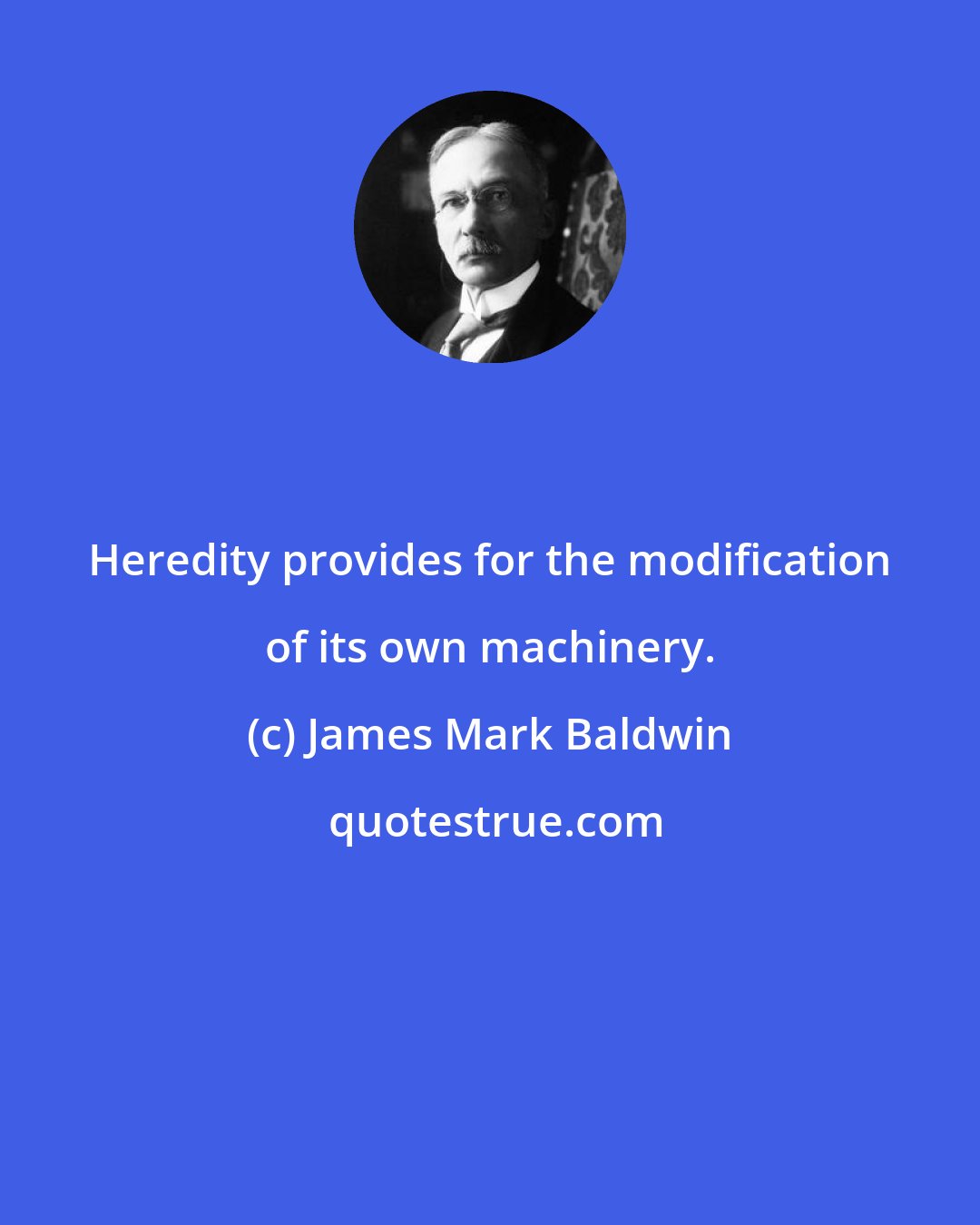 James Mark Baldwin: Heredity provides for the modification of its own machinery.