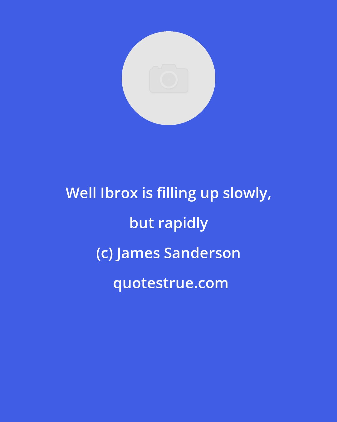 James Sanderson: Well Ibrox is filling up slowly, but rapidly