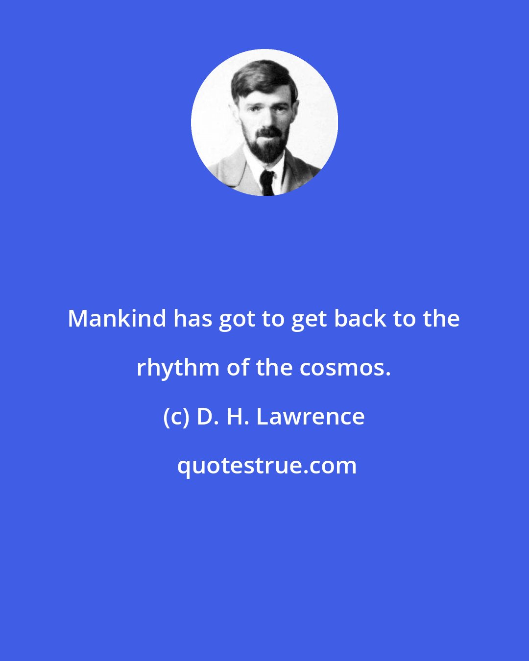 D. H. Lawrence: Mankind has got to get back to the rhythm of the cosmos.