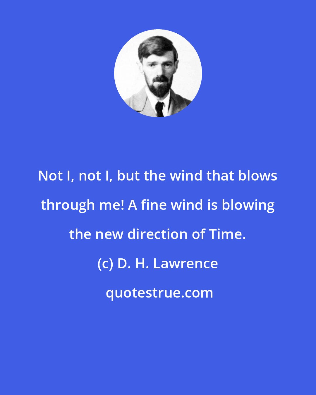 D. H. Lawrence: Not I, not I, but the wind that blows through me! A fine wind is blowing the new direction of Time.