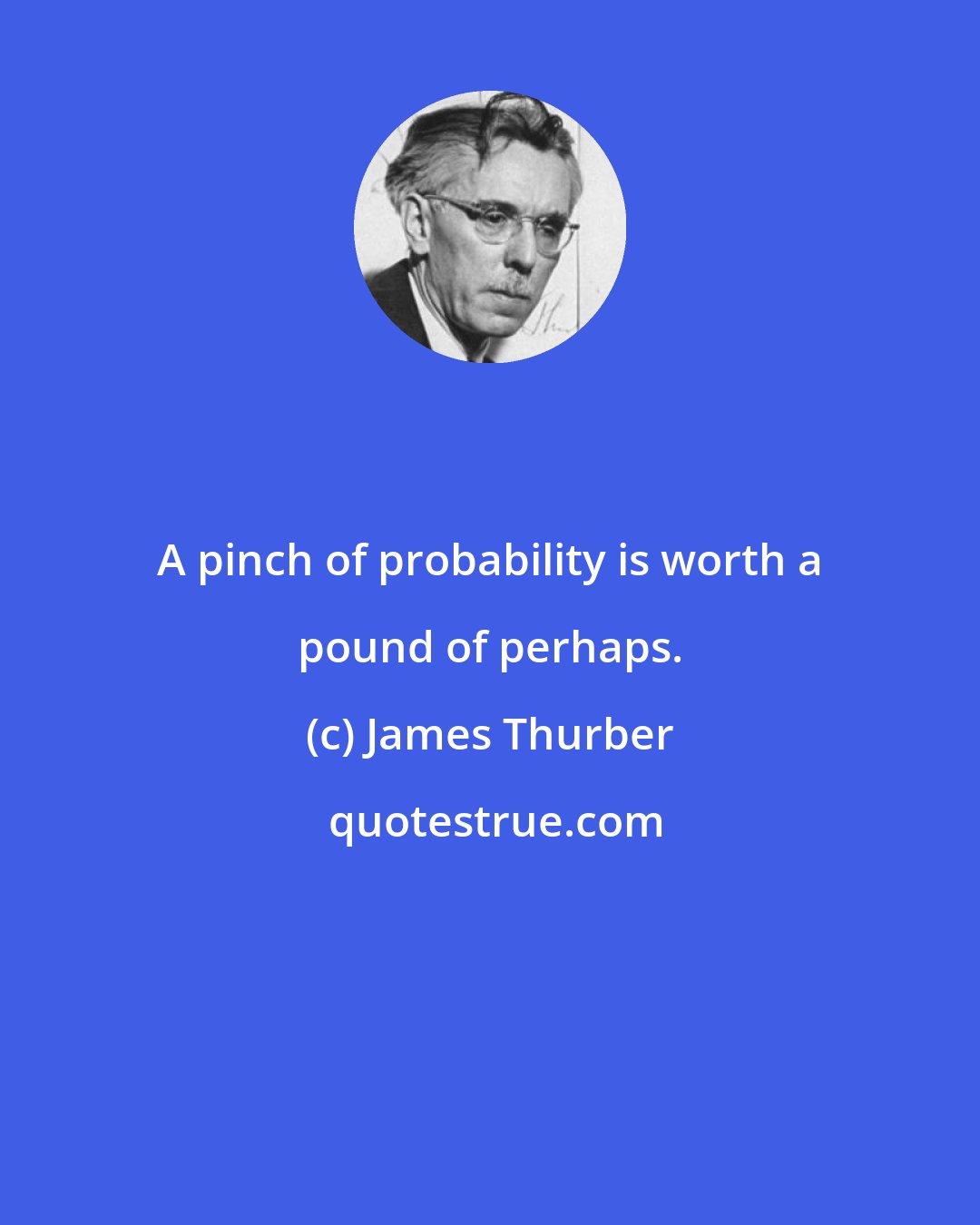 James Thurber: A pinch of probability is worth a pound of perhaps.