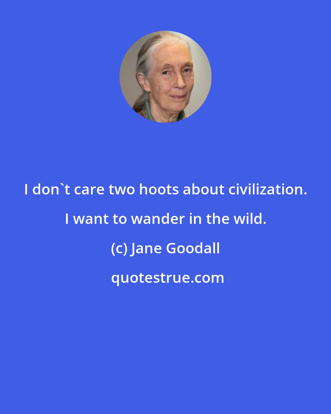 Jane Goodall: I don't care two hoots about civilization. I want to wander in the wild.