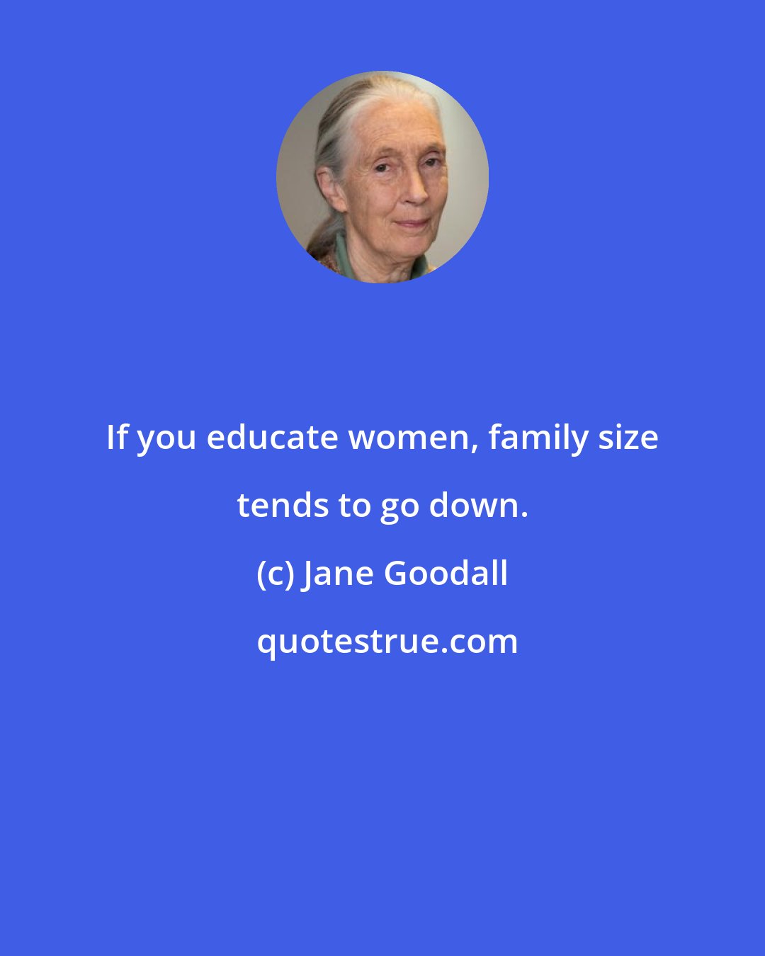 Jane Goodall: If you educate women, family size tends to go down.