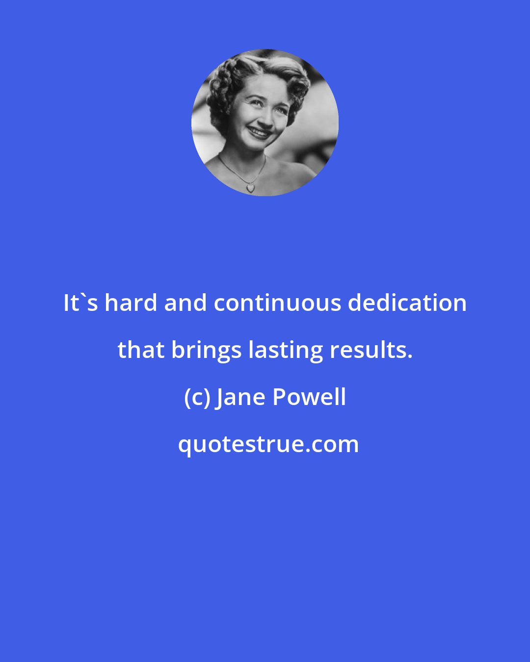Jane Powell: It's hard and continuous dedication that brings lasting results.