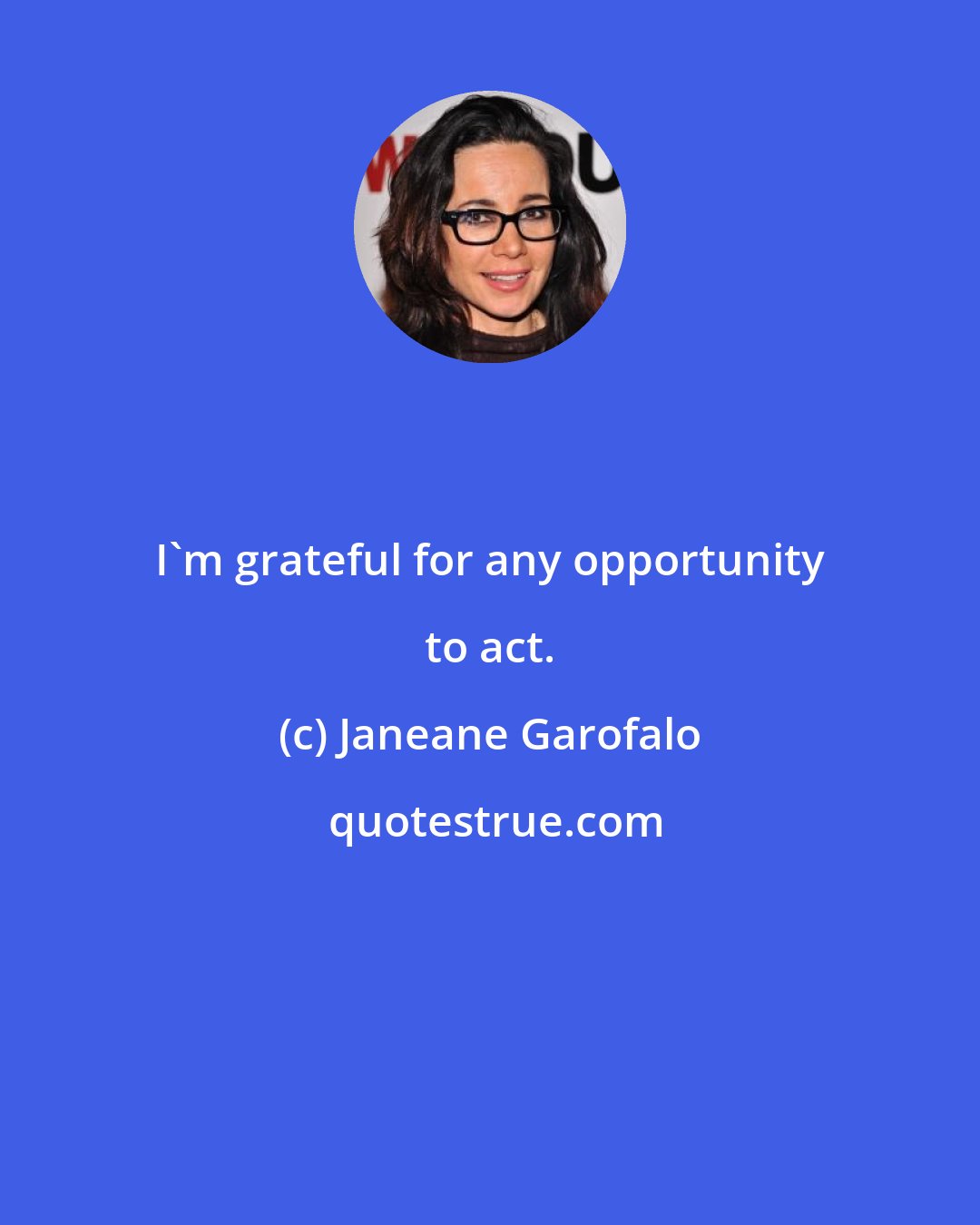 Janeane Garofalo: I'm grateful for any opportunity to act.