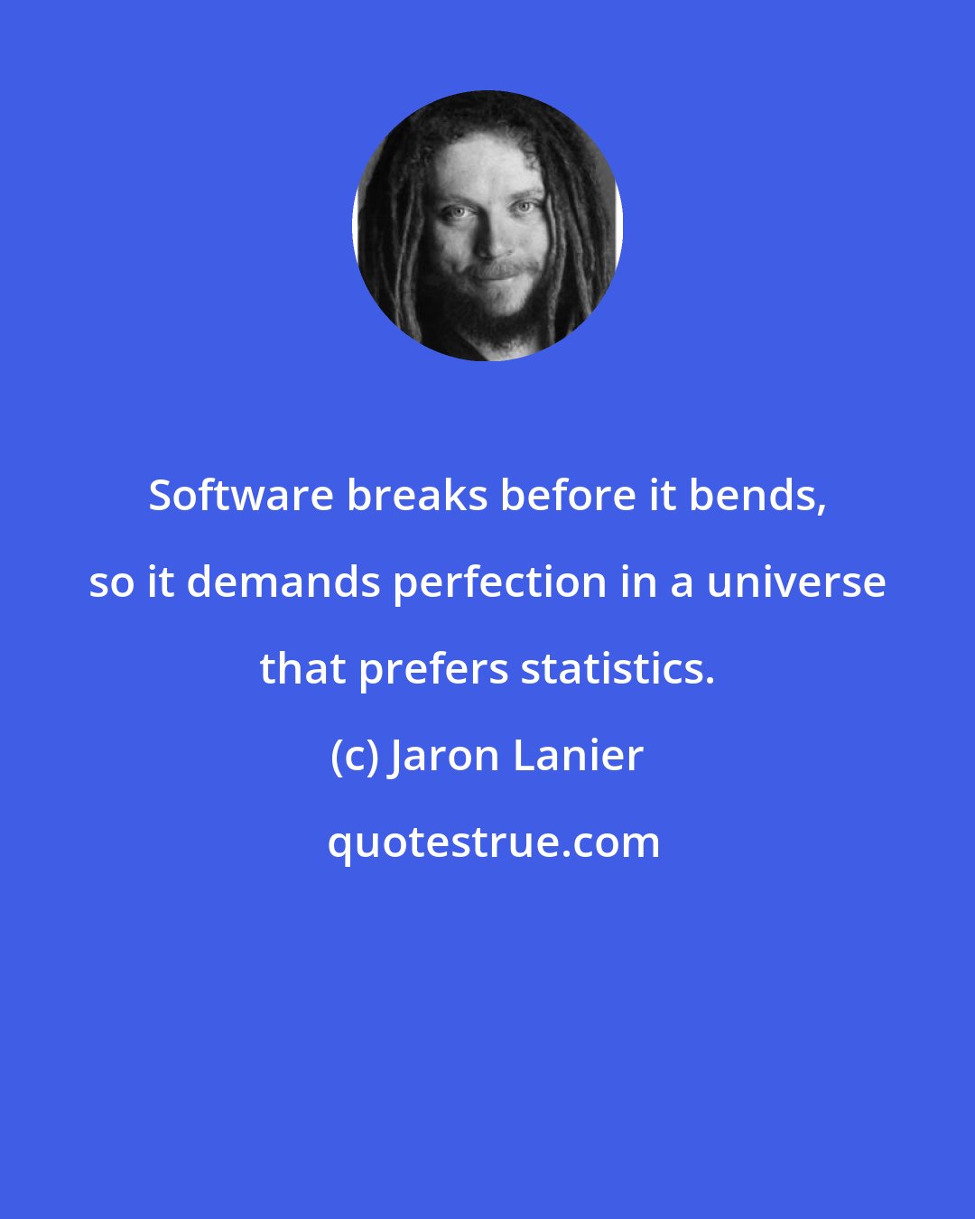 Jaron Lanier: Software breaks before it bends, so it demands perfection in a universe that prefers statistics.