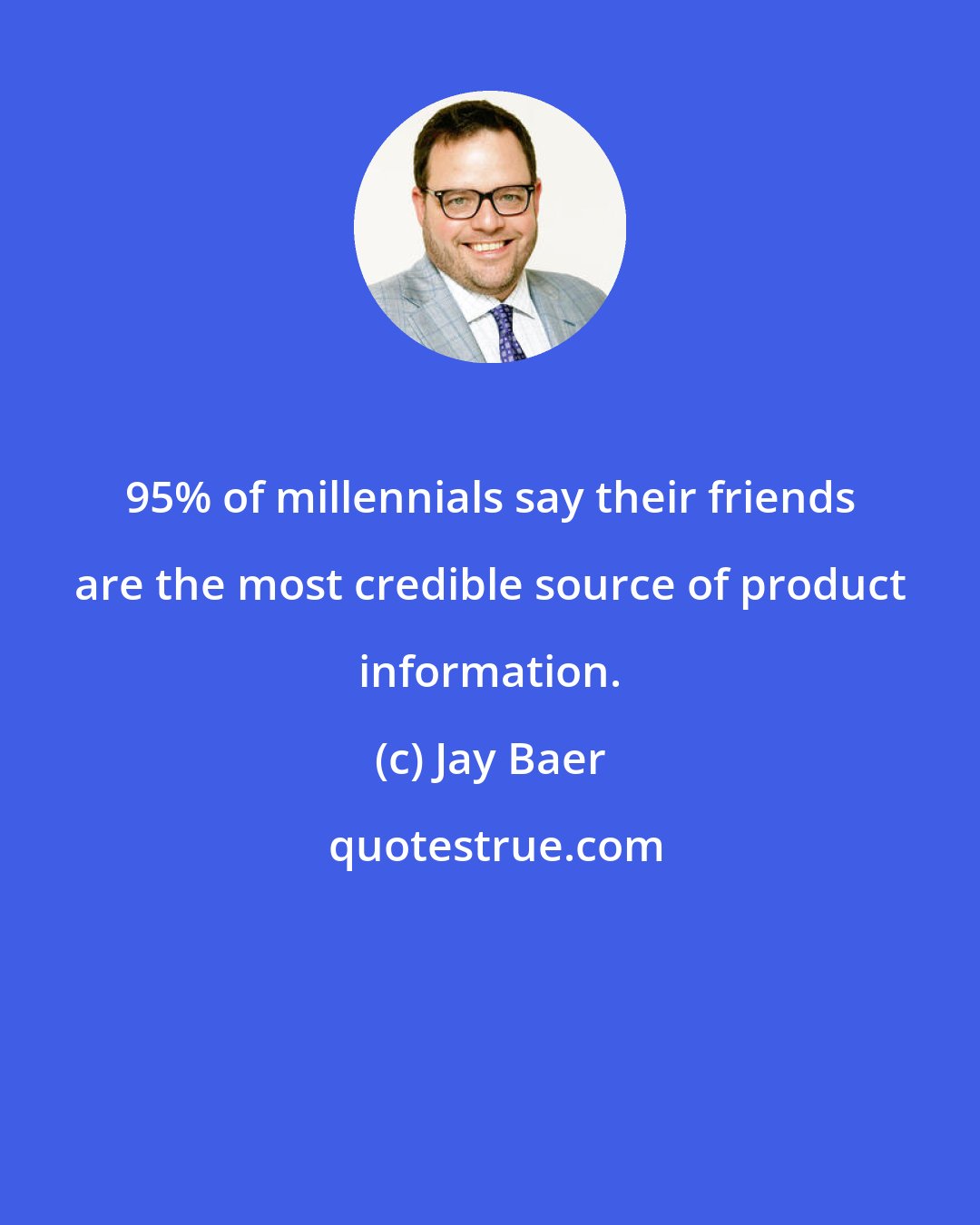 Jay Baer: 95% of millennials say their friends are the most credible source of product information.