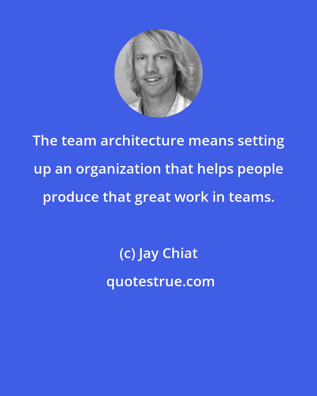 Jay Chiat: The team architecture means setting up an organization that helps people produce that great work in teams.