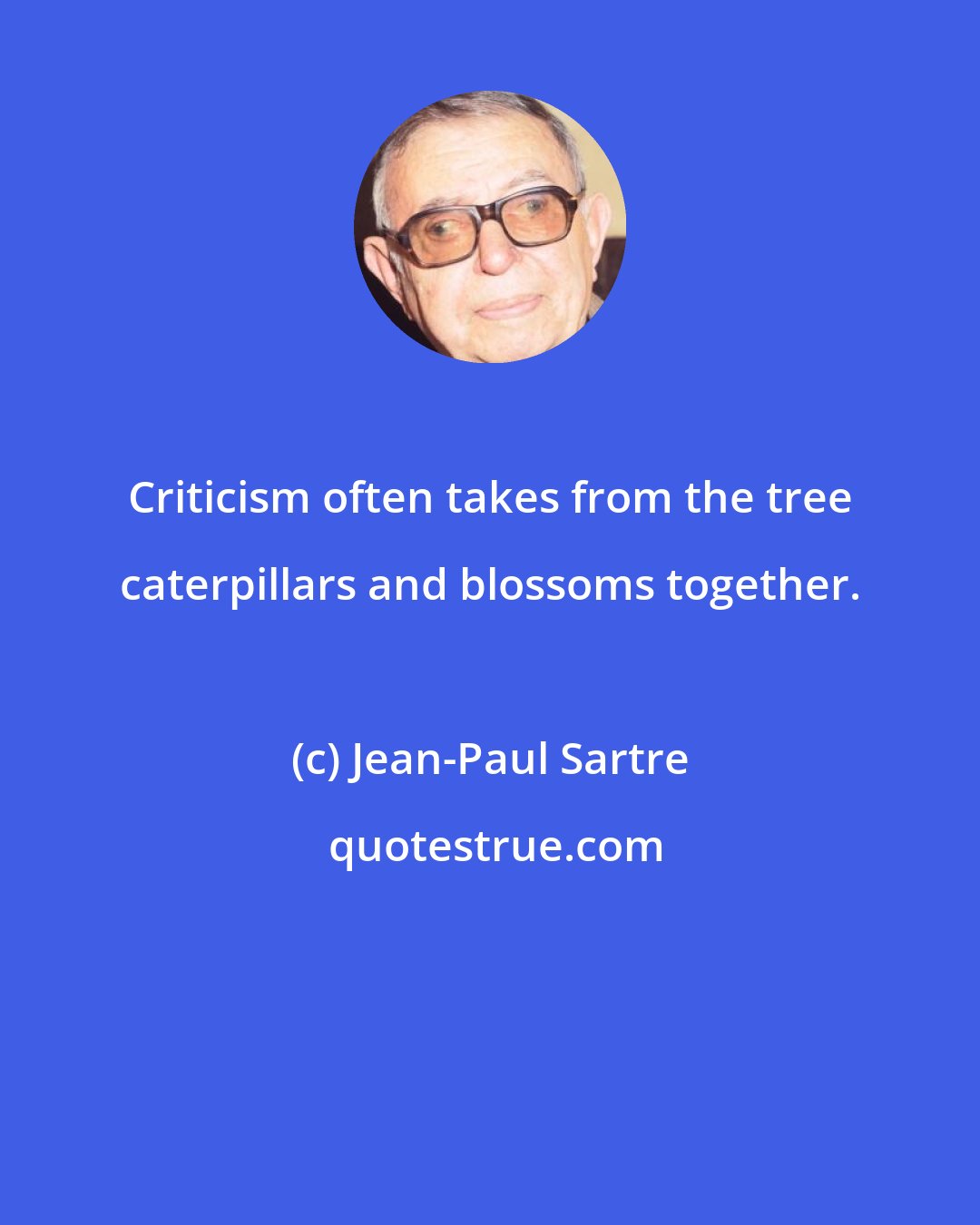 Jean-Paul Sartre: Criticism often takes from the tree caterpillars and blossoms together.