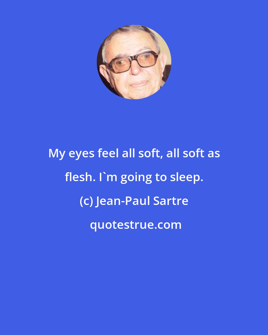 Jean-Paul Sartre: My eyes feel all soft, all soft as flesh. I'm going to sleep.