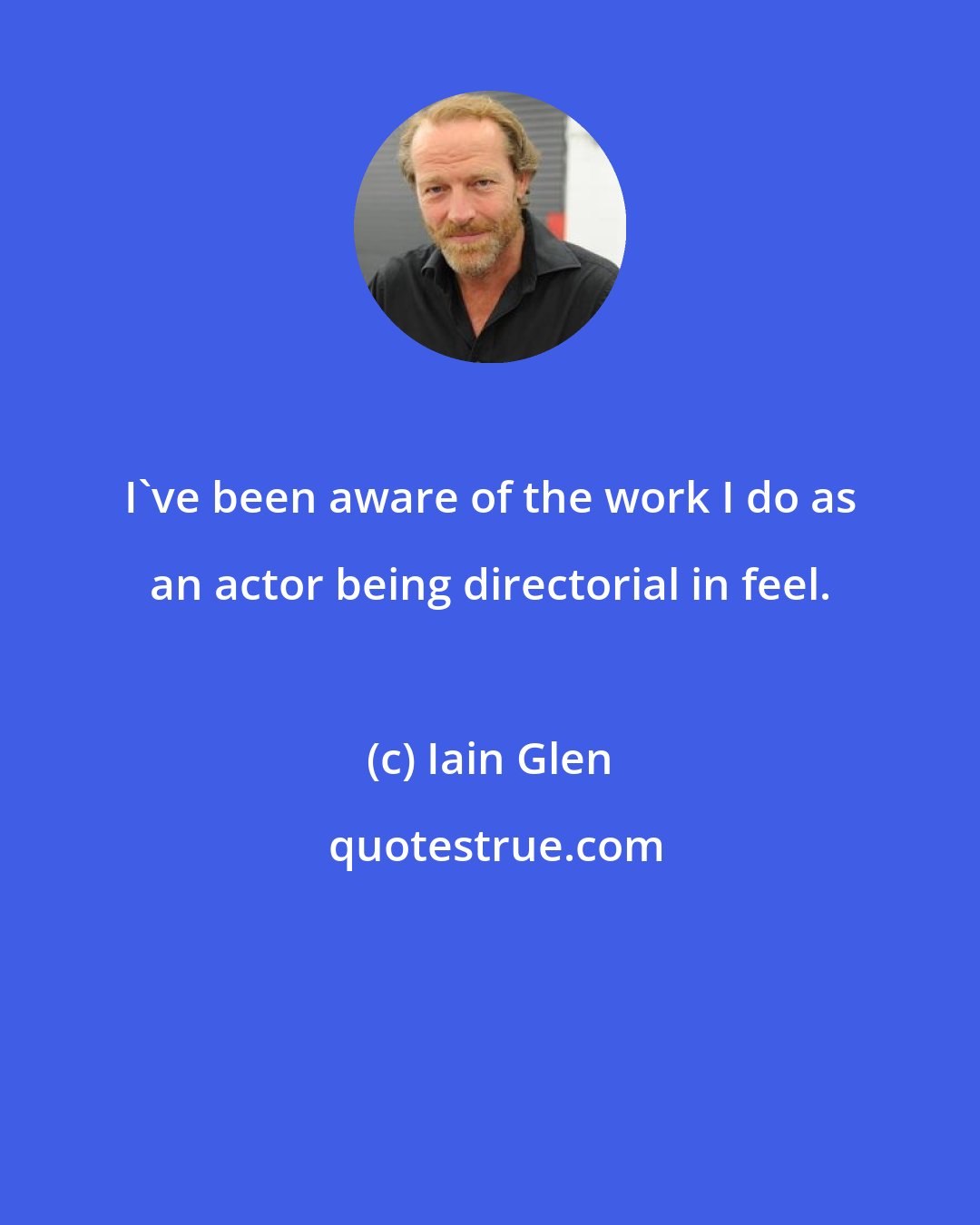 Iain Glen: I've been aware of the work I do as an actor being directorial in feel.