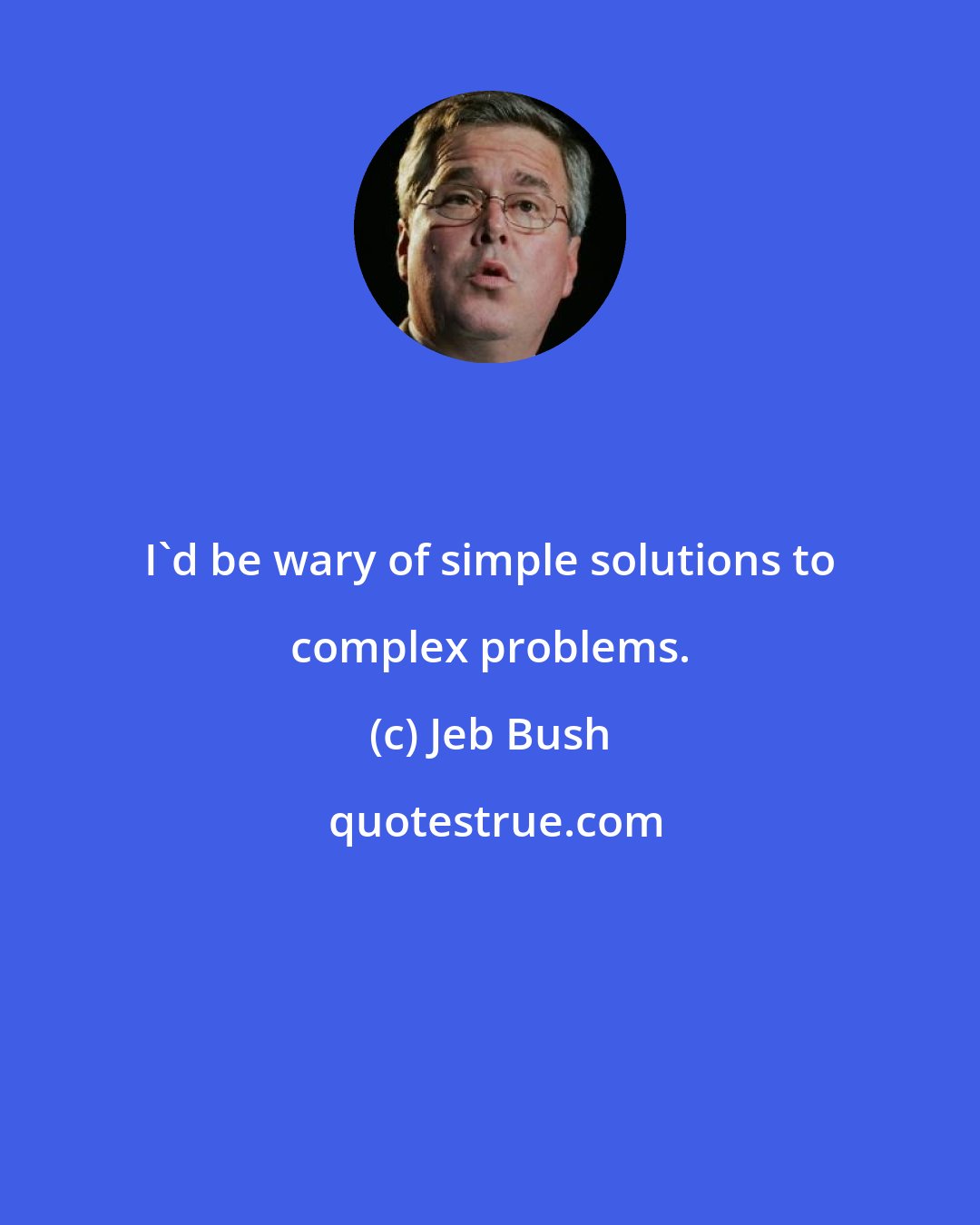 Jeb Bush: I'd be wary of simple solutions to complex problems.