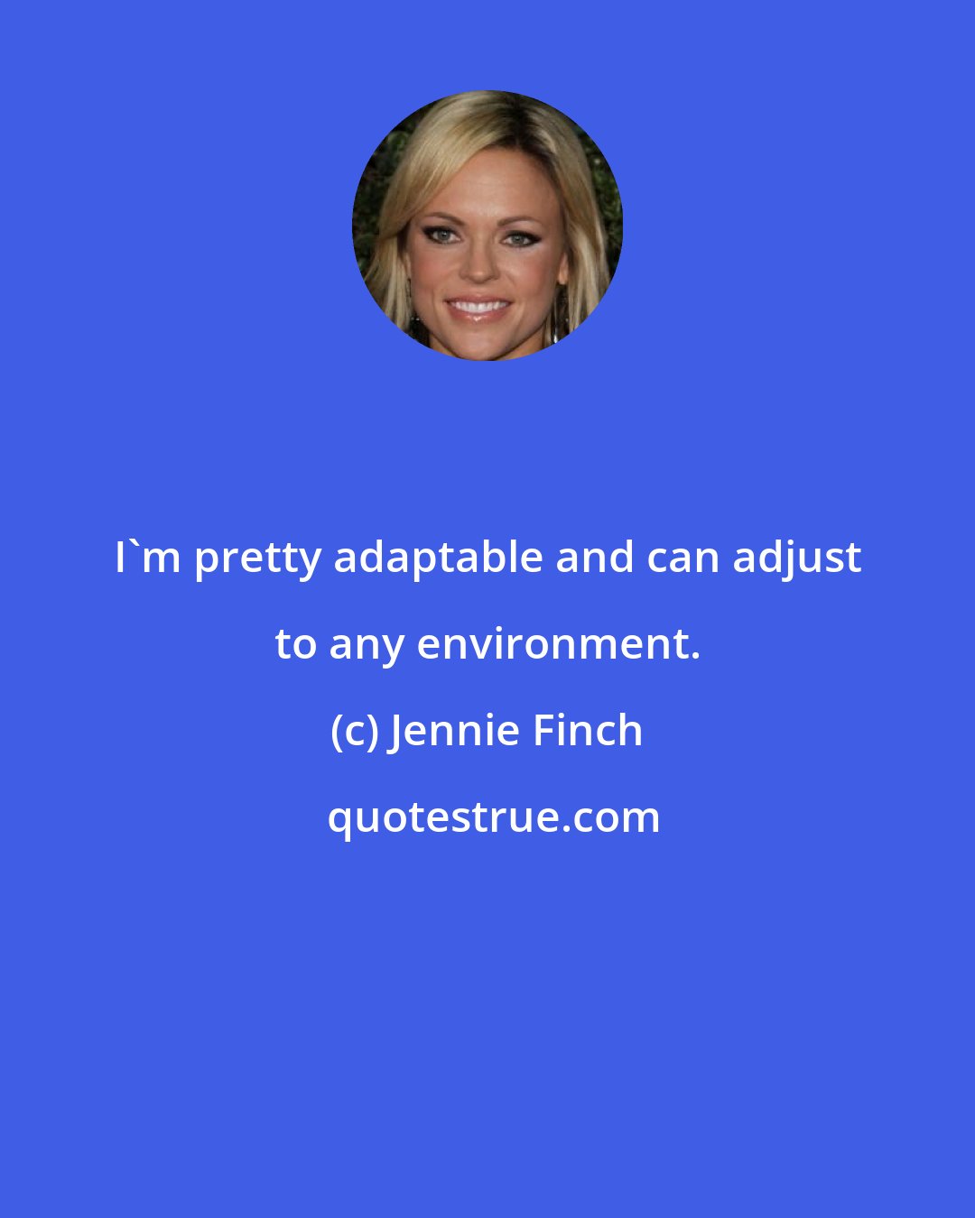 Jennie Finch: I'm pretty adaptable and can adjust to any environment.