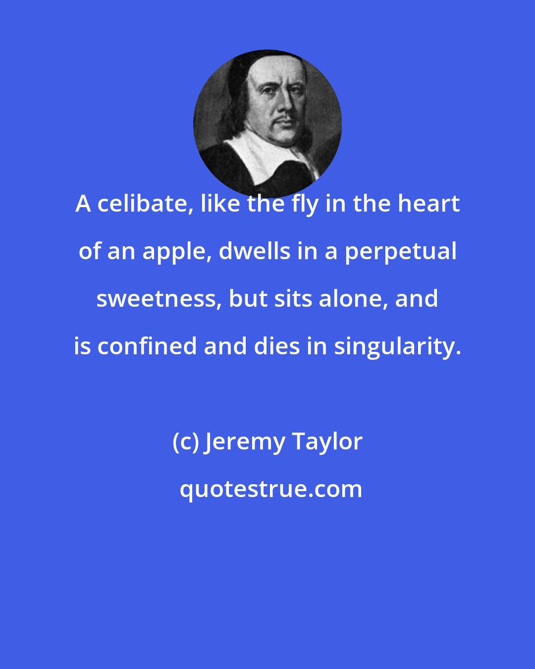 Jeremy Taylor: A celibate, like the fly in the heart of an apple, dwells in a perpetual sweetness, but sits alone, and is confined and dies in singularity.