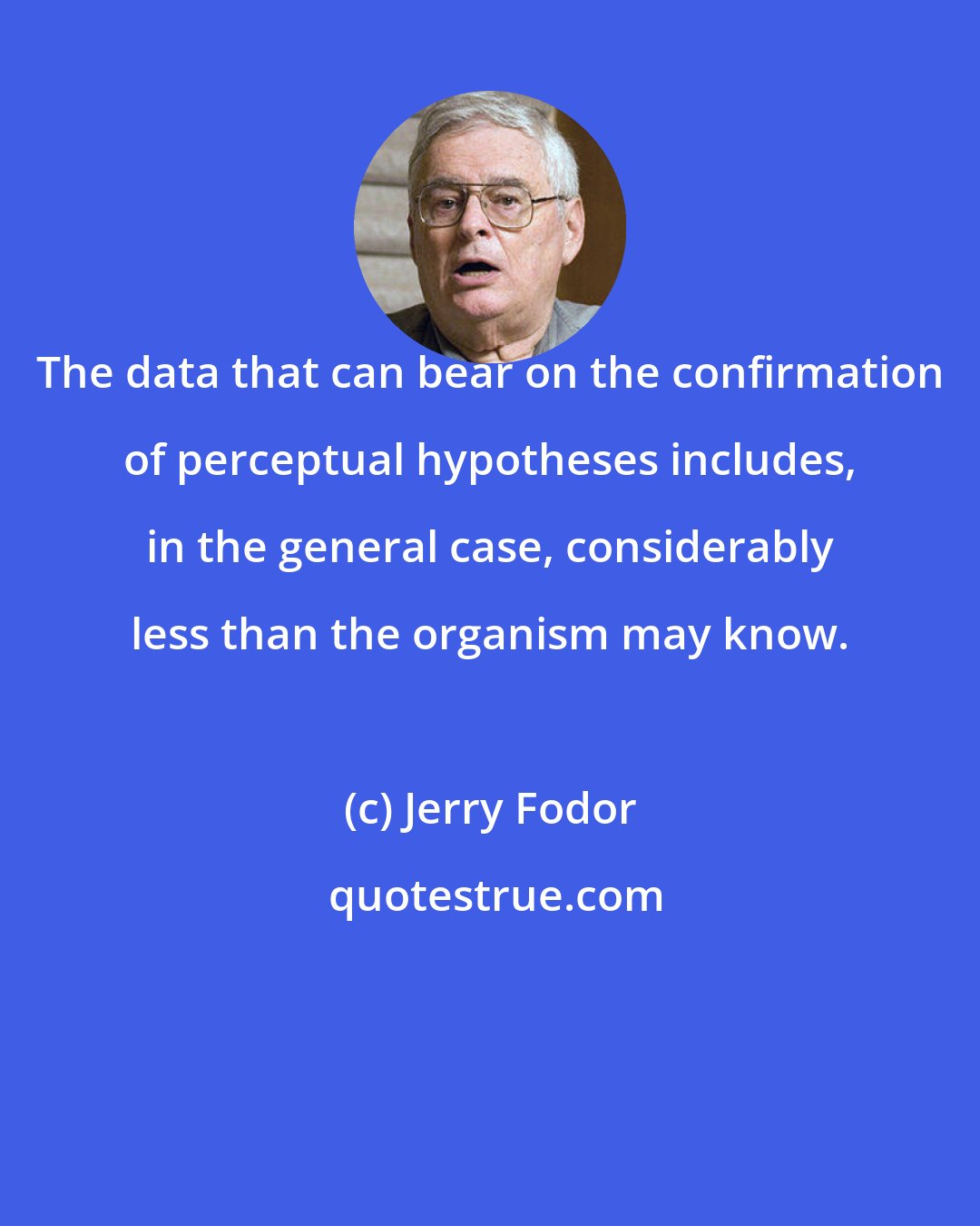 Jerry Fodor: The data that can bear on the confirmation of perceptual hypotheses includes, in the general case, considerably less than the organism may know.