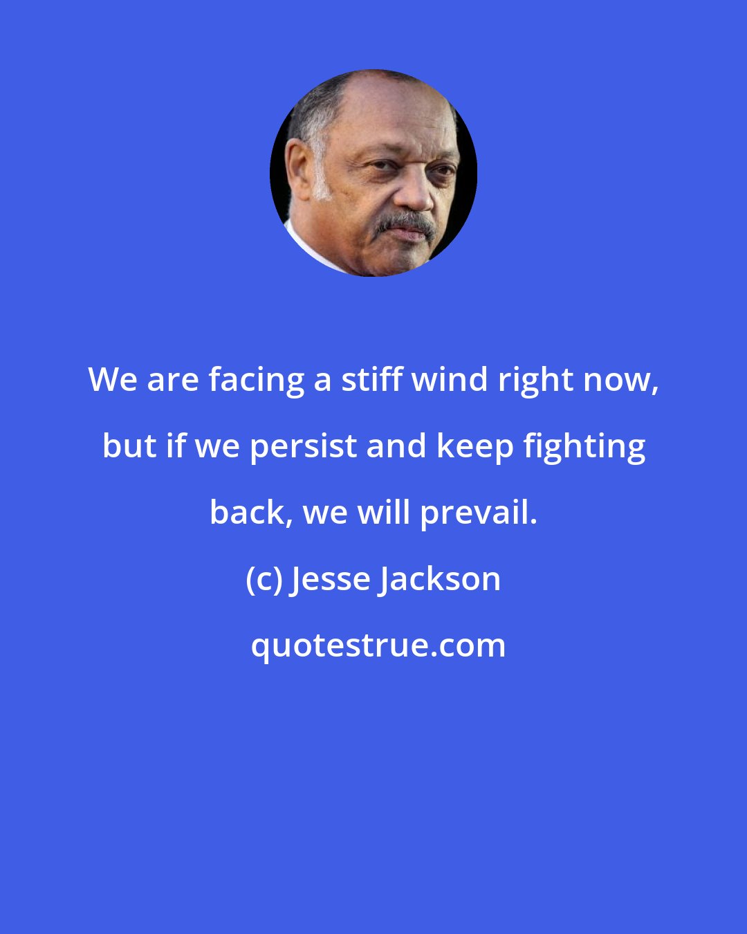 Jesse Jackson: We are facing a stiff wind right now, but if we persist and keep fighting back, we will prevail.