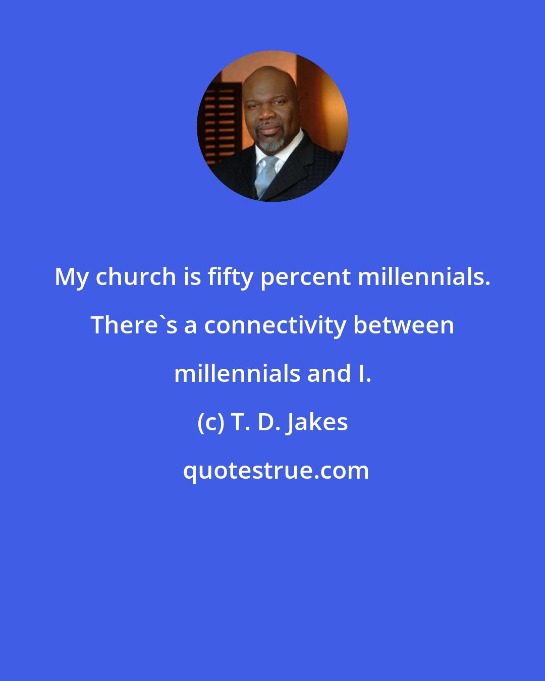 T. D. Jakes: My church is fifty percent millennials. There's a connectivity between millennials and I.