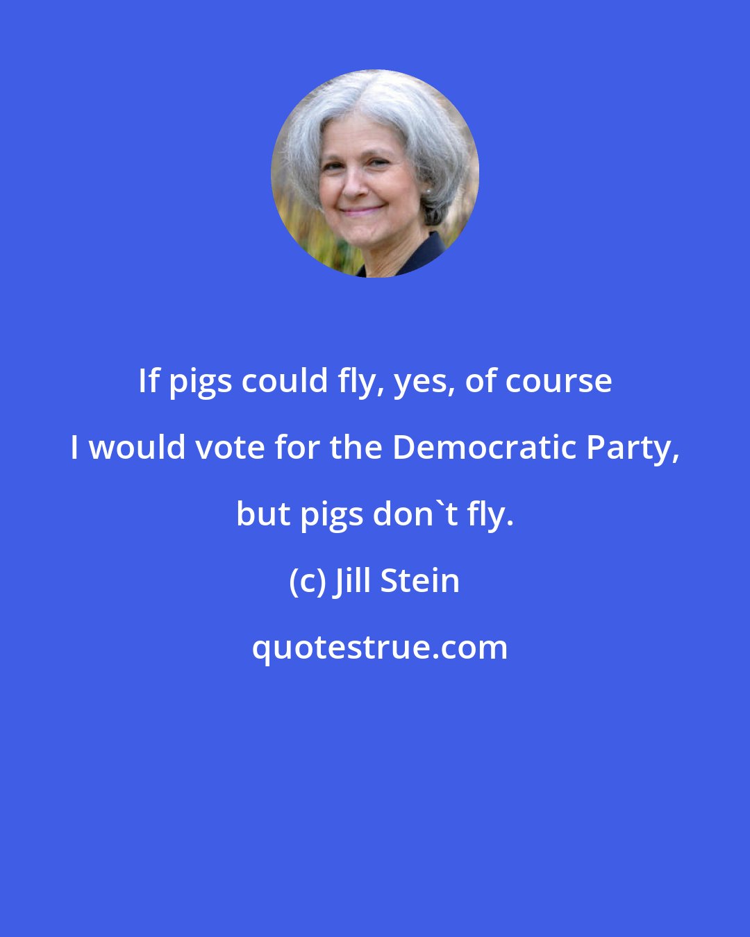 Jill Stein: If pigs could fly, yes, of course I would vote for the Democratic Party, but pigs don't fly.