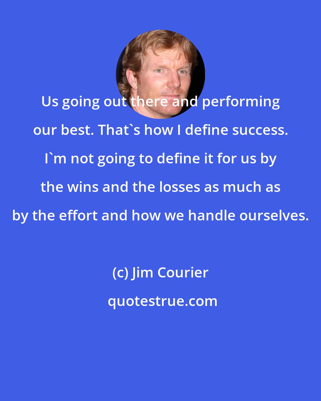 Jim Courier: Us going out there and performing our best. That's how I define success. I'm not going to define it for us by the wins and the losses as much as by the effort and how we handle ourselves.