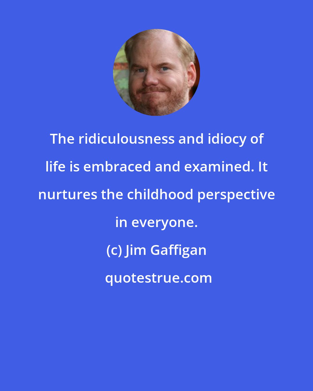 Jim Gaffigan: The ridiculousness and idiocy of life is embraced and examined. It nurtures the childhood perspective in everyone.