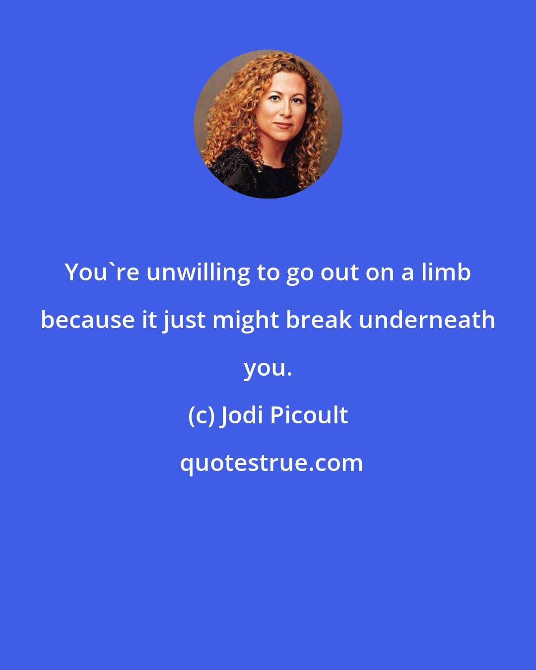 Jodi Picoult: You're unwilling to go out on a limb because it just might break underneath you.