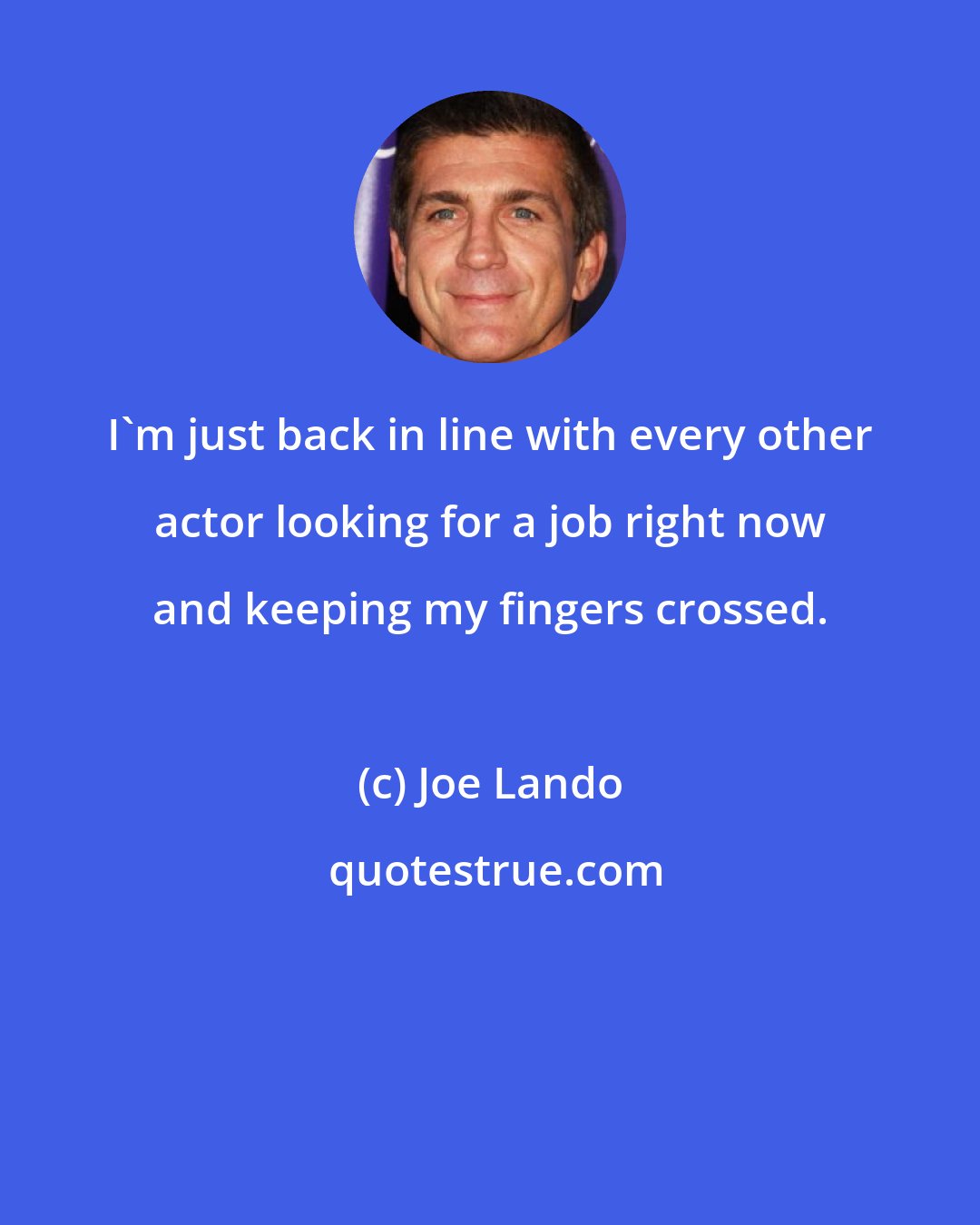 Joe Lando: I'm just back in line with every other actor looking for a job right now and keeping my fingers crossed.