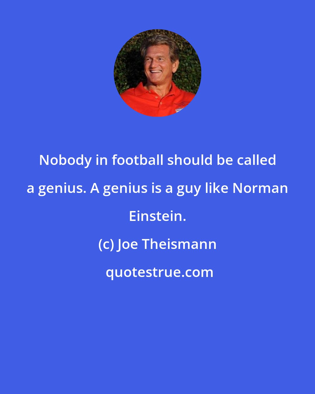 Joe Theismann: Nobody in football should be called a genius. A genius is a guy like Norman Einstein.