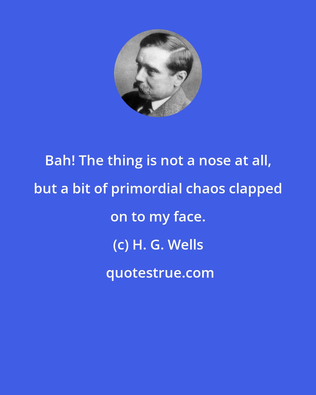 H. G. Wells: Bah! The thing is not a nose at all, but a bit of primordial chaos clapped on to my face.