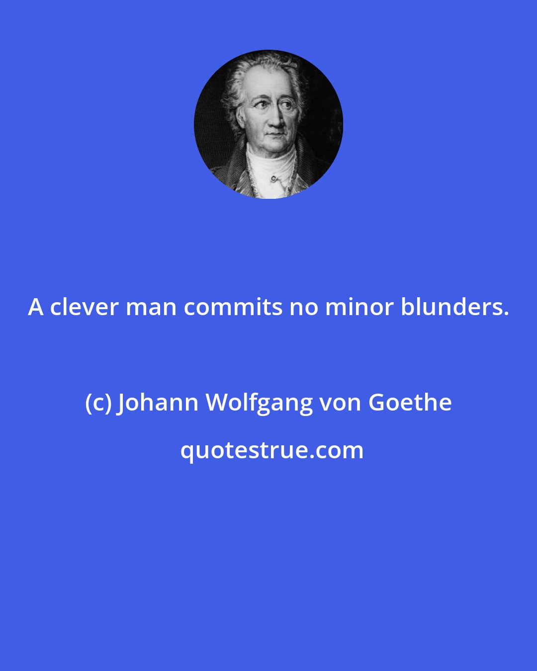 Johann Wolfgang von Goethe: A clever man commits no minor blunders.