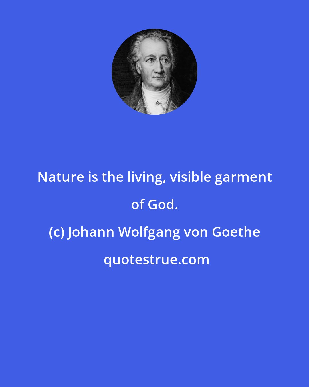 Johann Wolfgang von Goethe: Nature is the living, visible garment of God.