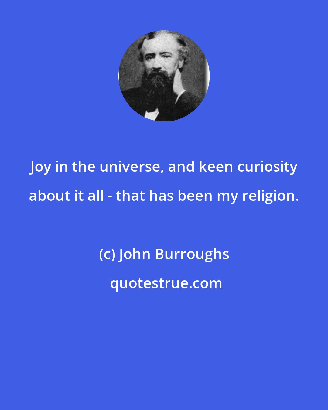 John Burroughs: Joy in the universe, and keen curiosity about it all - that has been my religion.