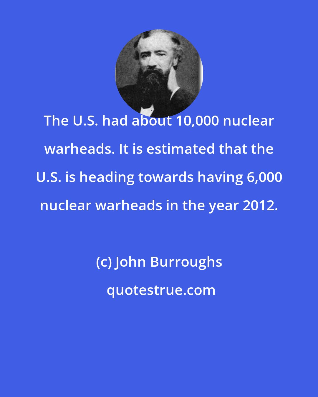 John Burroughs: The U.S. had about 10,000 nuclear warheads. It is estimated that the U.S. is heading towards having 6,000 nuclear warheads in the year 2012.