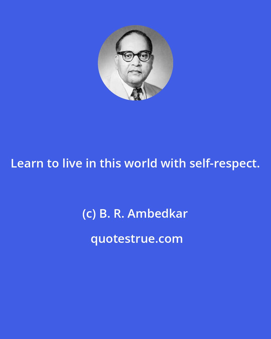 B. R. Ambedkar: Learn to live in this world with self-respect.