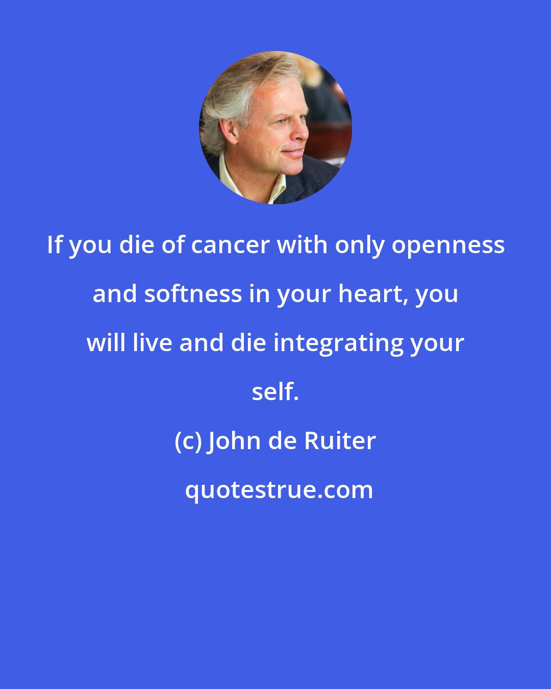 John de Ruiter: If you die of cancer with only openness and softness in your heart, you will live and die integrating your self.