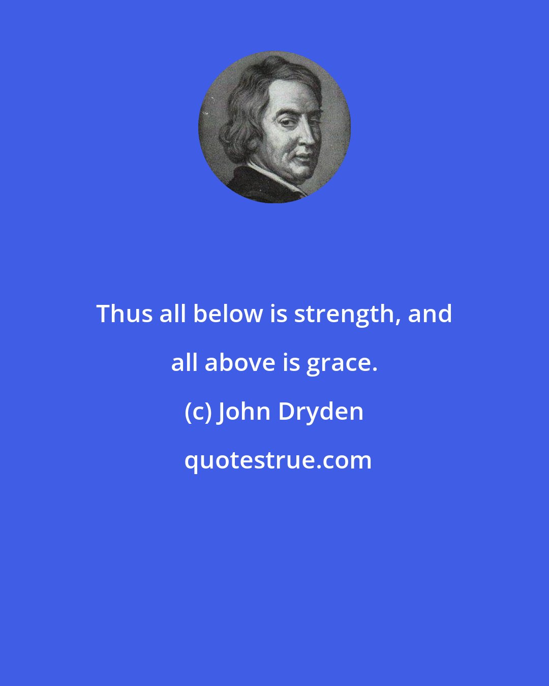 John Dryden: Thus all below is strength, and all above is grace.