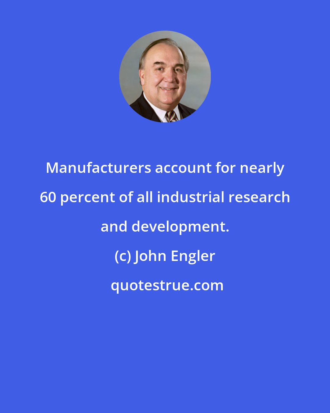 John Engler: Manufacturers account for nearly 60 percent of all industrial research and development.