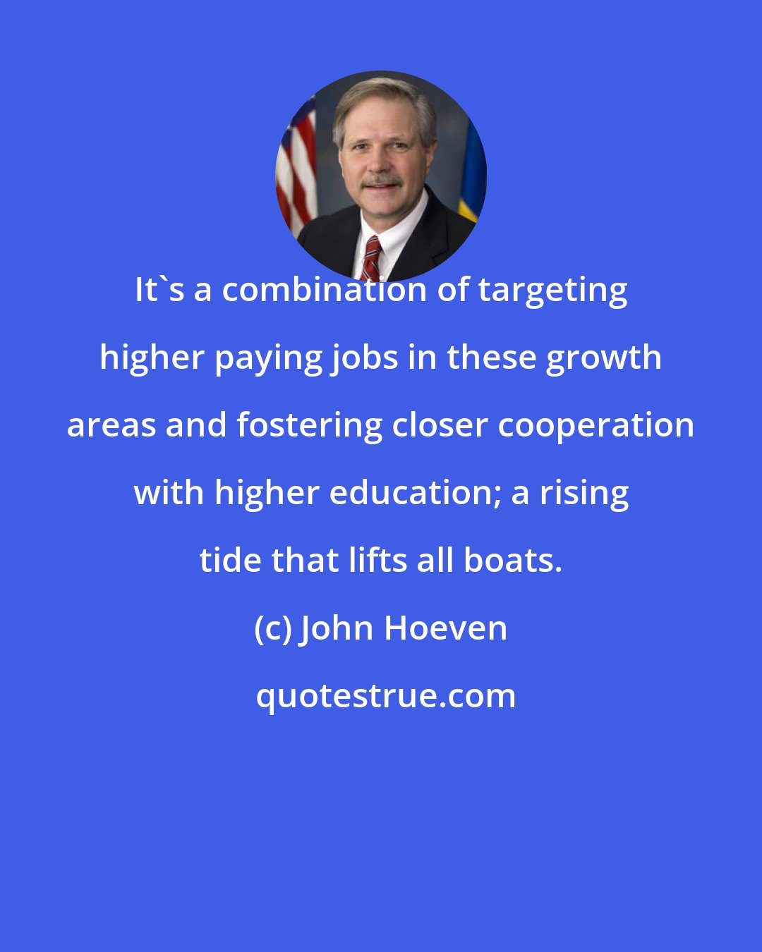 John Hoeven: It's a combination of targeting higher paying jobs in these growth areas and fostering closer cooperation with higher education; a rising tide that lifts all boats.