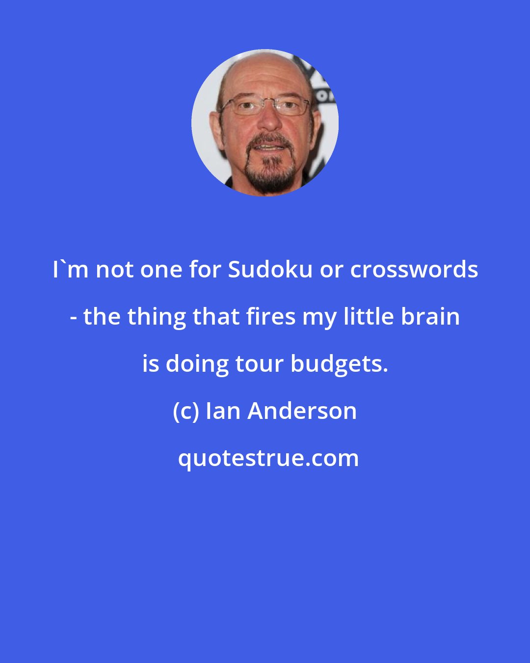 Ian Anderson: I'm not one for Sudoku or crosswords - the thing that fires my little brain is doing tour budgets.