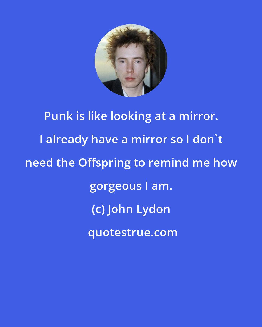 John Lydon: Punk is like looking at a mirror. I already have a mirror so I don't need the Offspring to remind me how gorgeous I am.