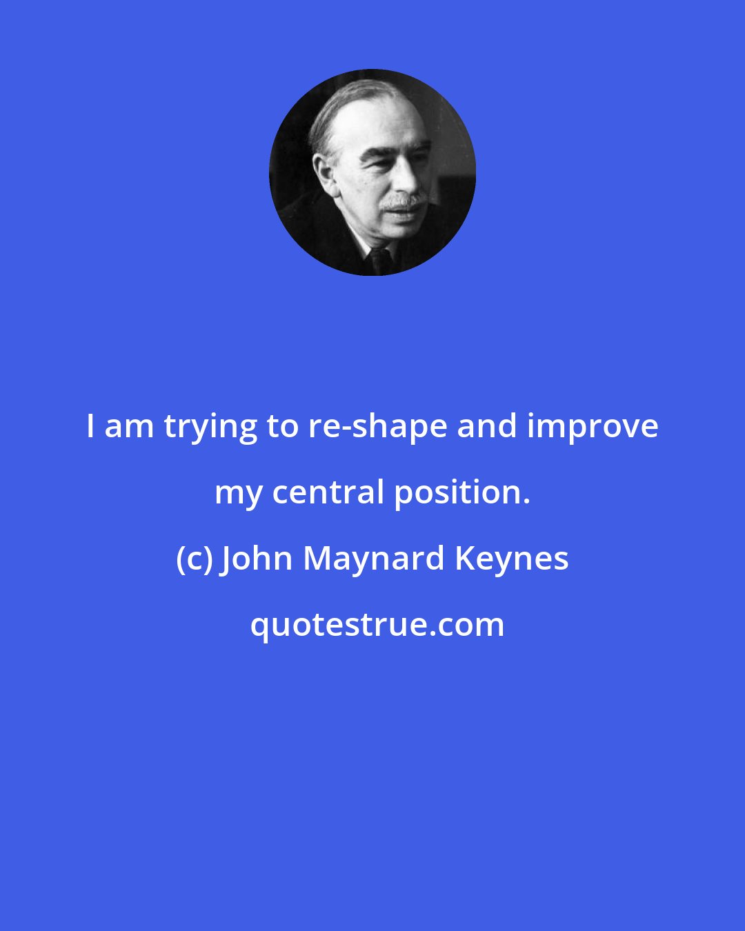 John Maynard Keynes: I am trying to re-shape and improve my central position.