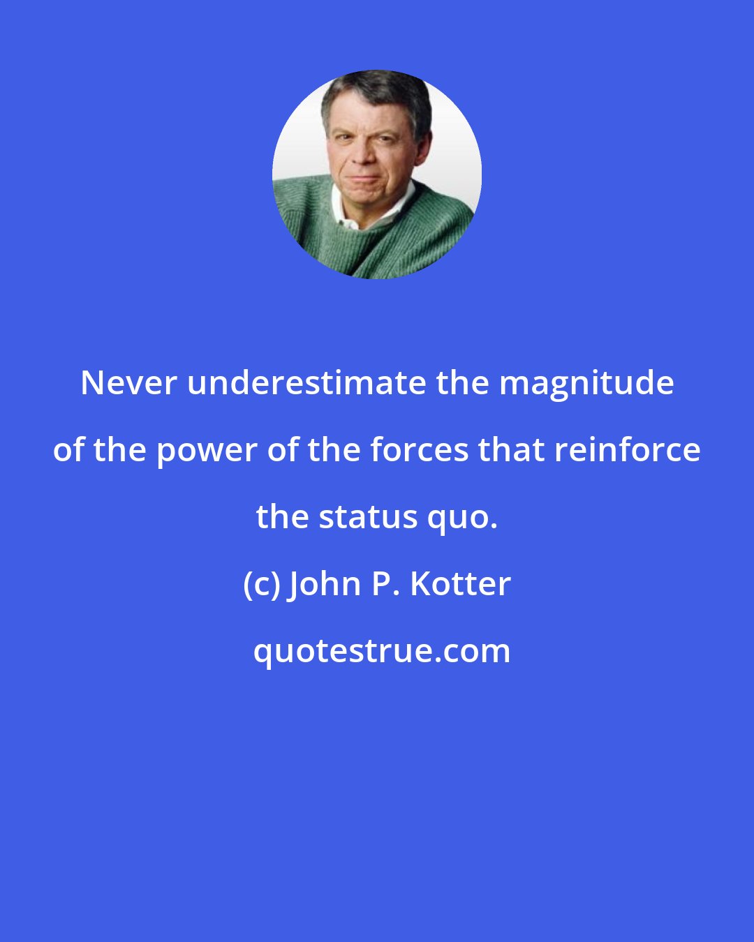 John P. Kotter: Never underestimate the magnitude of the power of the forces that reinforce the status quo.