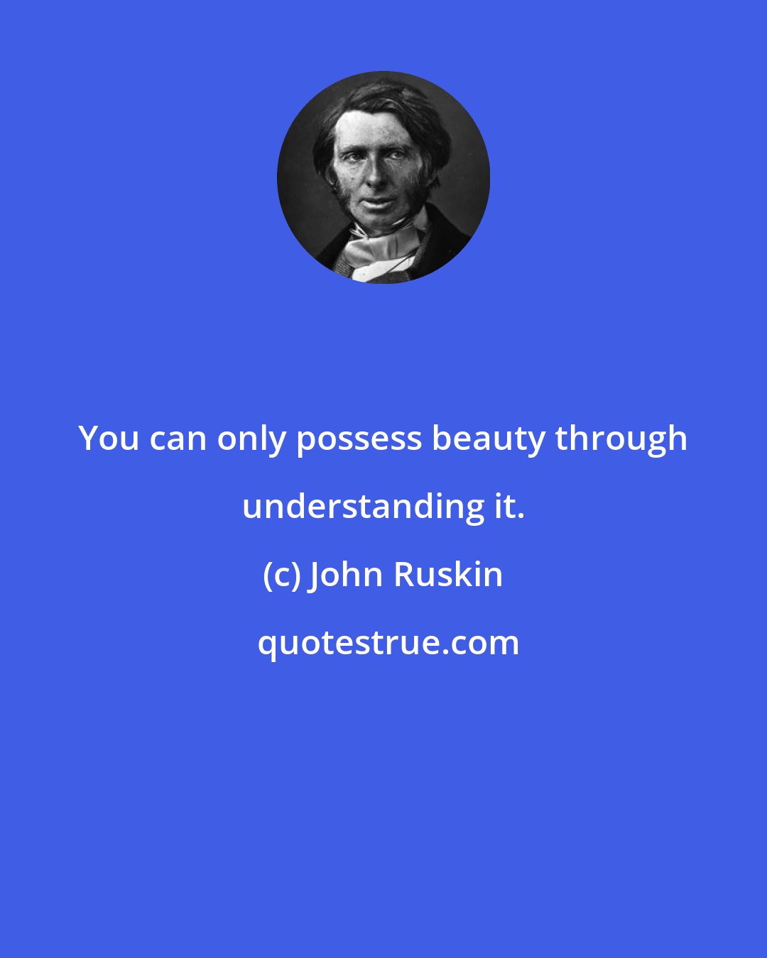 John Ruskin: You can only possess beauty through understanding it.