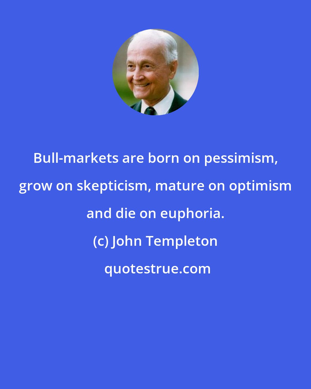 John Templeton: Bull-markets are born on pessimism, grow on skepticism, mature on optimism and die on euphoria.