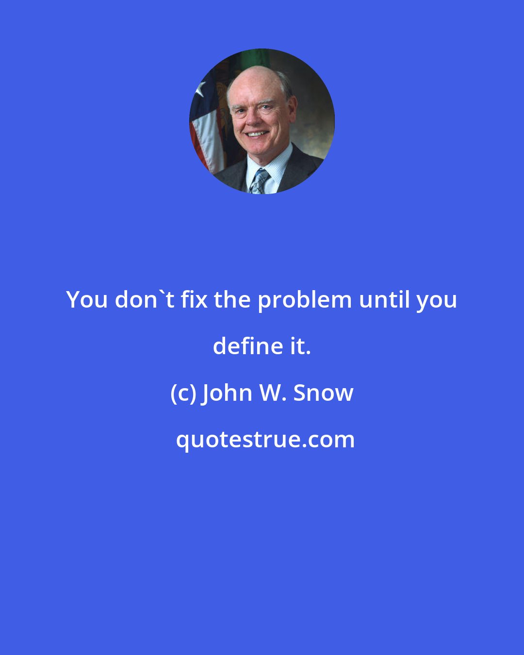 John W. Snow: You don't fix the problem until you define it.