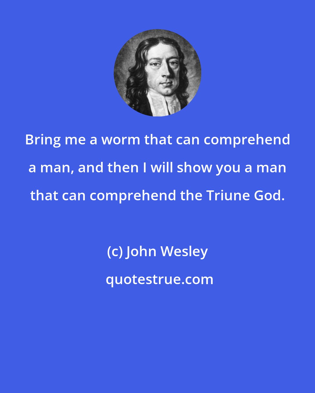 John Wesley: Bring me a worm that can comprehend a man, and then I will show you a man that can comprehend the Triune God.