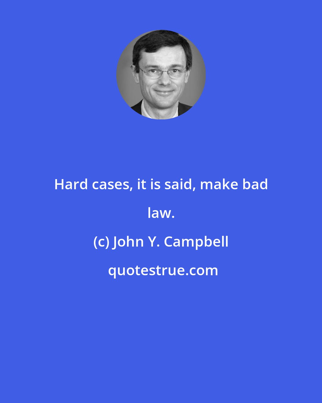 John Y. Campbell: Hard cases, it is said, make bad law.