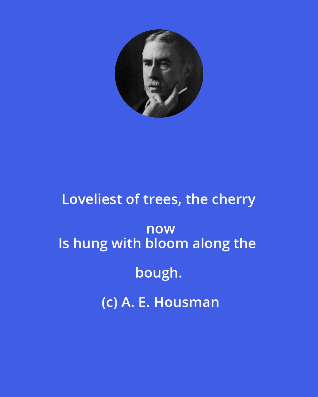 A. E. Housman: Loveliest of trees, the cherry now
Is hung with bloom along the bough.