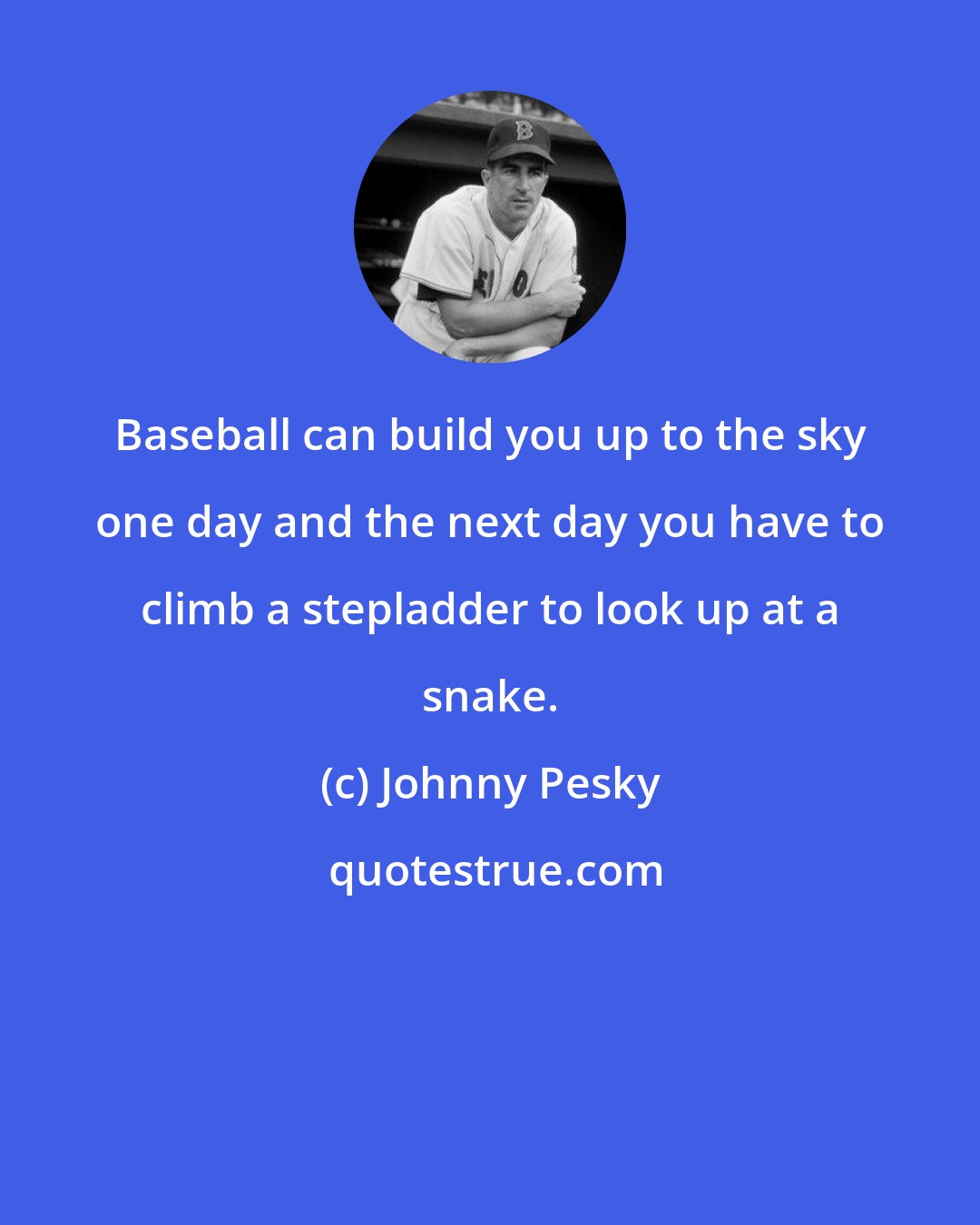 Johnny Pesky: Baseball can build you up to the sky one day and the next day you have to climb a stepladder to look up at a snake.