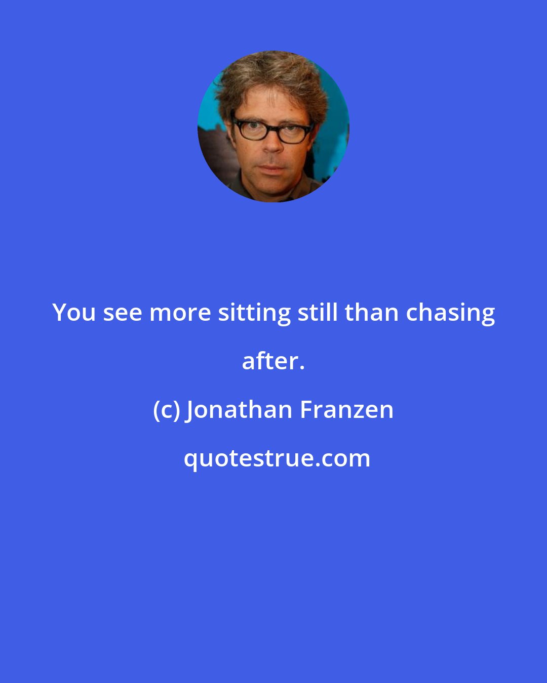 Jonathan Franzen: You see more sitting still than chasing after.