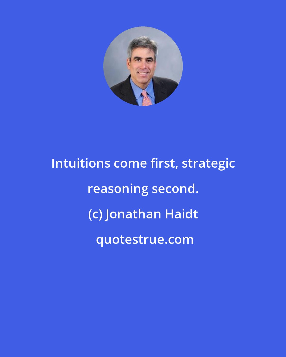 Jonathan Haidt: Intuitions come first, strategic reasoning second.